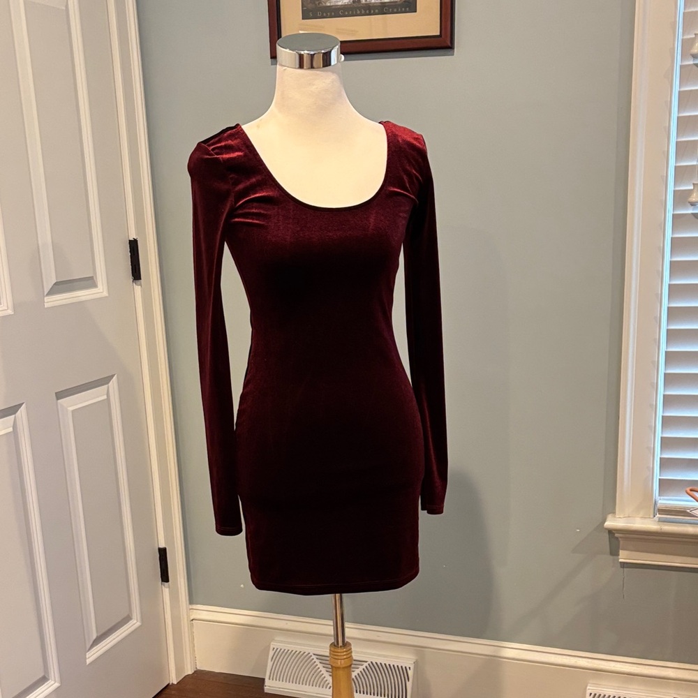 Garage Burgundy Long Sleeve Dress